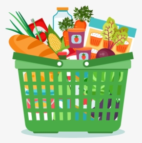 Clipart Box Groceries - Clip Art Food Basket, HD Png Download, Free Download