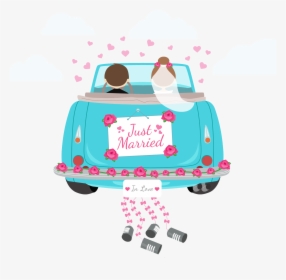 Transparent Just Married Png - Just Married Cartoon Wedding Car, Png Download, Free Download