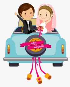 ♥ Mariage, Mariés Png, Dessin ♥ Just Married Drawing - Save The Date Cartoon, Transparent Png, Free Download