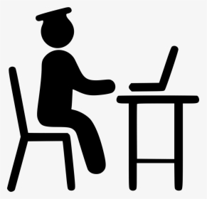 Studying On Laptop - Studying Clipart Black And White, HD Png Download, Free Download