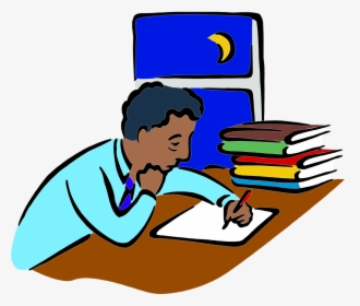 Weary Man Writing At Night - Studying At Night, HD Png Download, Free Download