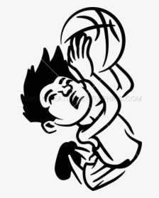 Kid Basketball Dunk - Hand With Basketball Clipart Black And White, HD Png Download, Free Download