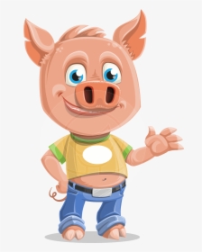 Cute Piglet Cartoon Vector Character Aka Paul The Little - Cartoon, HD Png Download, Free Download
