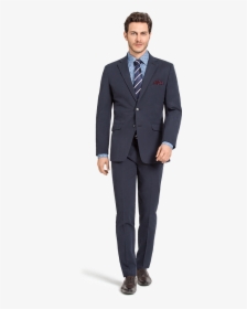 Blue Checked Cotton Suit - Double Breasted Suit Dark Blue, HD Png Download, Free Download