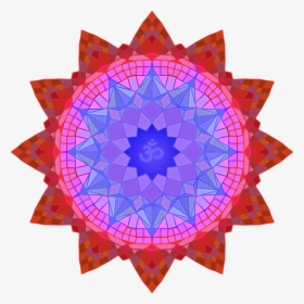 Mandala With Central Om Symbol In Blue And Red - Motif, HD Png Download, Free Download