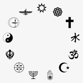 Silhouette, Black, Religion, Ethics, Morals, Symbols - Circle Of Religious Symbols, HD Png Download, Free Download