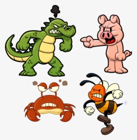 Cute Animals Angry Bee Honey Crocodile Vector Clipart - Animal Angry Cliparts, HD Png Download, Free Download