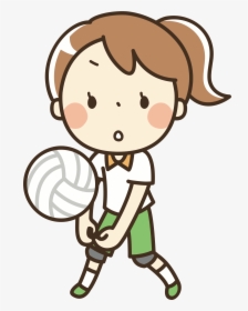 Volleyball Girl Drawing - Cartoon Girl Playing Volleyball, HD Png Download, Free Download