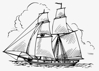 Caravel,baltimore Clipper,ship - Old Ship Clipart Black And White, HD Png Download, Free Download