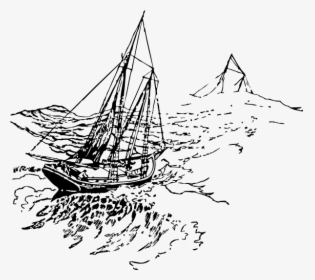 Ocean Clipart Black And White Ship, HD Png Download, Free Download