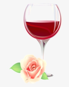 Wine And Rose, Wine Glass, Rose, Wine, Glass, Drink - Vector, HD Png Download, Free Download