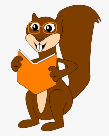 Reading Squirrel, Comic, Glasses, Book, Animal - Squirrel Clip Art, HD Png Download, Free Download