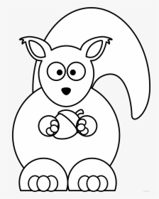 Lemmling Cartoon Squirrel Black White Line Art Christmas - Cartoon Squirrel Clipart, HD Png Download, Free Download