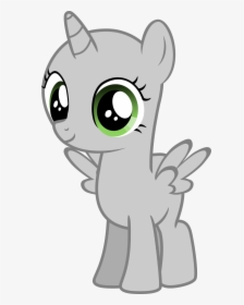 Cute Grey Cartoon Pegasus With Big Green Eyes Tattoo - Mlp Base Filly Transparent Background, HD Png Download, Free Download