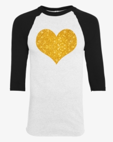 Gold Glitter Heart For Valentine"s Day Youth Raglan - Bella+canvas, HD Png Download, Free Download