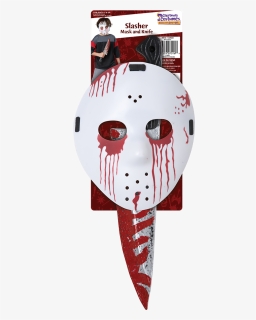 Slasher Hockey Mask And Knife - Hockey Mask Halloween Costume, HD Png Download, Free Download