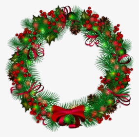 Christmas Wreaths Santa Claus Christmas Day Clip Art - Transparent Christmas Wreath Clipart, HD Png Download, Free Download