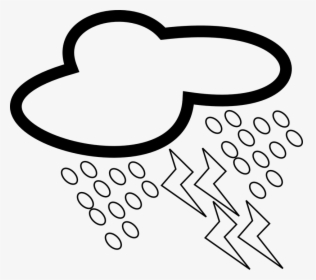 Cloud, Lightning, Weather, Rain, Storm, Thunder, Hail - Storm Clipart Black And White, HD Png Download, Free Download