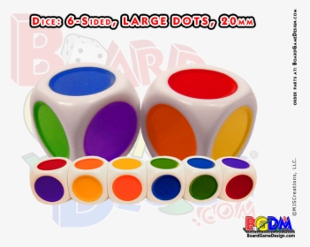 6 Sided Colored Dots Large, D6 - Dice, HD Png Download, Free Download