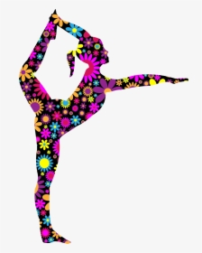 Floral Stretching Ballerina Silhouette Clip Arts - Stretching Clip Art, HD Png Download, Free Download