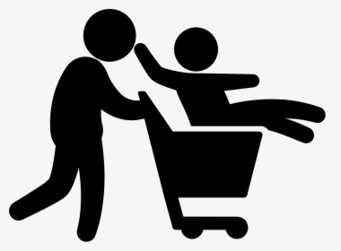 Father With Son On Shopping Cart - Shopping Black Family Png, Transparent Png, Free Download
