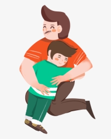 Hand Drawn Cartoon Father And Son Hug Decorative Psd - Cartoon Father And Son, HD Png Download, Free Download