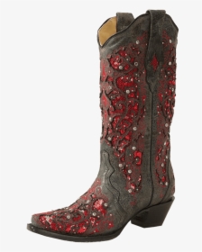 Corral Women"s Red Glitter Inlay & Crystals Boot - Cowboy Boot, HD Png Download, Free Download