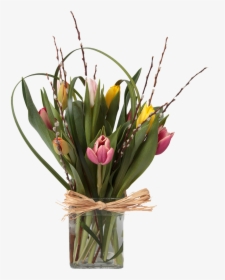 Standard/good -10 Mixed Tulips In A Vase - Bouquet, HD Png Download, Free Download
