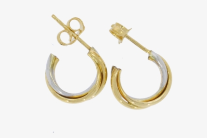 9ct White & Yellow Gold Hoop Earrings , Png Download - Earrings, Transparent Png, Free Download