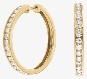 Channel Set Round Brilliant Diamond Hoop Earrings Set - Bangle, HD Png Download, Free Download