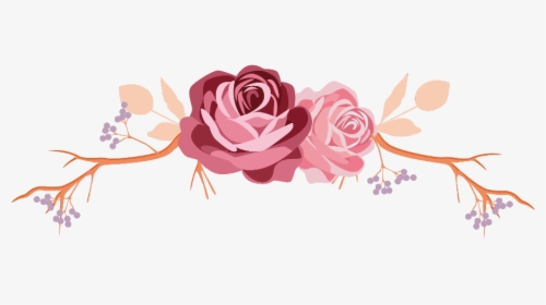 #flowers #rose #roses #leaves #branch #divider #border - Rose Gold Flower Vector, HD Png Download, Free Download