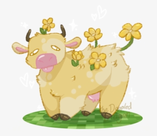 A Fuzzy Yellow Cow With Yellow Flowers On Its Back - Minecraft Flower Cow Art, HD Png Download, Free Download