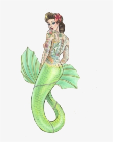 Pin Up Mermaid Drawing, HD Png Download, Free Download