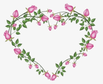 #flowers #floral #flower #roses #round #frames #frame - Pink Roses With Heart Shape, HD Png Download, Free Download