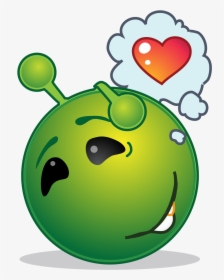 Green Smiley Love Clipart , Png Download - Smiley Alien, Transparent Png, Free Download
