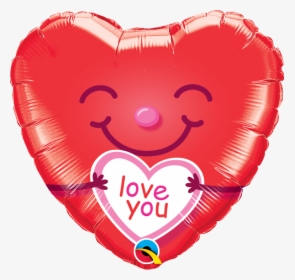 Love You Smiley Heart Foil Balloon - Balloons Valentines Day, HD Png Download, Free Download