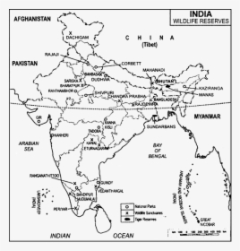 Transparent India Map Outline Png - Show National Parks On Map Of India, Png Download, Free Download