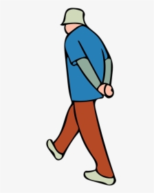 Man, Walking, Hat, Old, Thinking, Blue, Red, Isolated - Free Sticker Walking, HD Png Download, Free Download