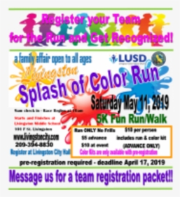 Splash Of Color 5k Fun Run - Poster, HD Png Download, Free Download