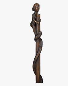 Woman And Snake Folk Art Cane - Bronze Sculpture, HD Png Download, Free Download