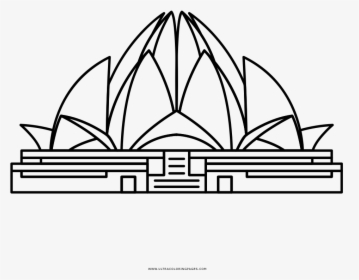 Lotus Temple Coloring Page - Simple Lotus Temple Drawing, HD Png Download, Free Download