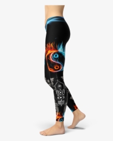 Flaming Yin Yang Leggings Yoga Gym Fitness Workout - Yoga Pants, HD Png Download, Free Download