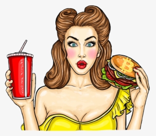 Pop Art Girl With Food, HD Png Download, Free Download
