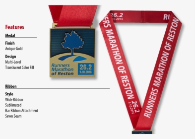 Red Colored Neck Ribbon For Running Medals - Custom Medal Ribbons, HD Png Download, Free Download
