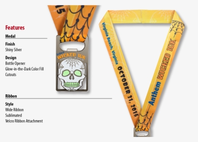 Yellow Colored Neck Ribbon For Running Medals - Neck Ribbon For Medal, HD Png Download, Free Download