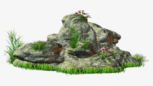 #rock #stone #grass @ladymariacristina - Small Stone With Grass Png, Transparent Png, Free Download