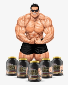 Max"s Premium Proteins Cover Image - Cartoons Bodybuilder Gains, HD Png Download, Free Download