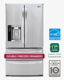 Lg Double French Door Refrigerator, HD Png Download, Free Download
