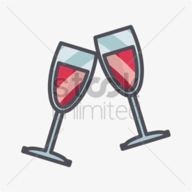 Cartoon Wine Glasses Clipart Champagne Sparkling Wine - Transparent Wine Glass Cartoon, HD Png Download, Free Download