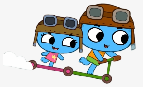 Kit"n"kate On Their Scooter - Cartoon, HD Png Download, Free Download